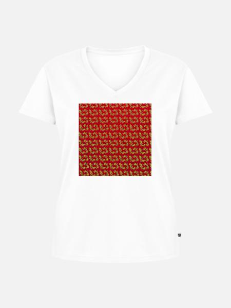 Rotes blüten-Muster persisch - Frauen Premium Bio T-Shirt mit V-Ausschnitt - Weiß