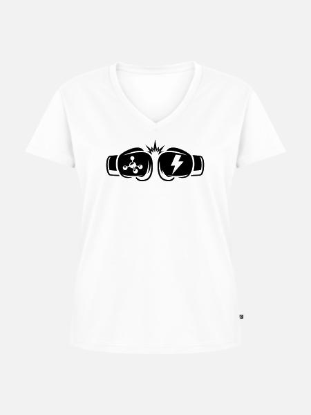 Leistung vs. Gas - Frauen Premium Bio T-Shirt mit V-Ausschnitt - Weiß