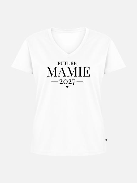 Zukünftige Oma 2027 - Frauen Premium Bio T-Shirt mit V-Ausschnitt - Weiß