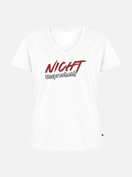 Nicht ansprechen! - Frauen Premium Bio T-Shirt mit V-Ausschnitt - Weiß