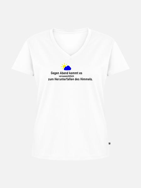 Himmel runter - Frauen Premium Bio T-Shirt mit V-Ausschnitt - Weiß