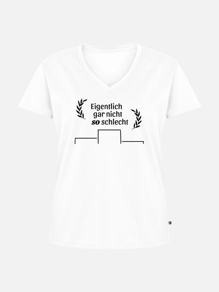 gar nicht so schlecht - Frauen Premium Bio T-Shirt mit V-Ausschnitt - Weiß