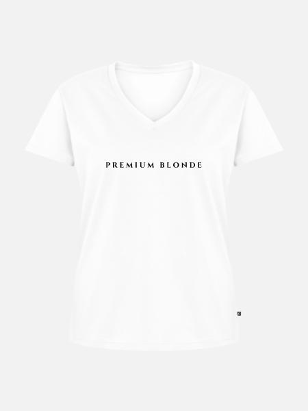 Premium Blonde V.1 - Frauen Premium Bio T-Shirt mit V-Ausschnitt - Weiß