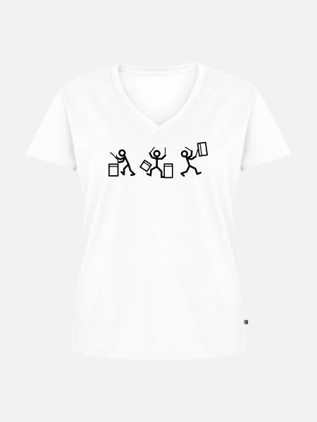 Drei Drummer - Frauen Premium Bio T-Shirt mit V-Ausschnitt - Weiß
