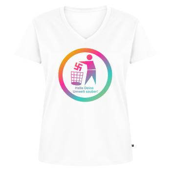 Zeichen setzen Gegen Rechts. Gegen Nazis. - Frauen Premium Bio T-Shirt mit V-Ausschnitt - Weiß - Vorne - AI Model Female 172 dark (172cm)