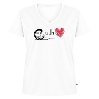 Zelt Wohnmobil Camping Wohnwagen Urlaub - Frauen Premium Bio T-Shirt mit V-Ausschnitt - Weiß - Vorne - AI Model Female 172 dark (172cm)