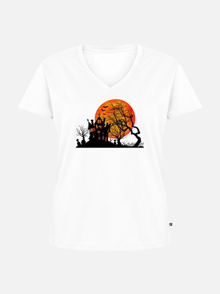 Spukhafte Halloween-Nacht - Frauen Premium Bio T-Shirt mit V-Ausschnitt - Weiß