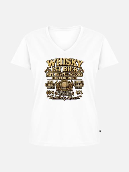 Whisky Ist Bier Destillat Hintergrund - Frauen Premium Bio T-Shirt mit V-Ausschnitt - Weiß