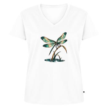 Libelle über stillem Wasser - Frauen Premium Bio T-Shirt mit V-Ausschnitt - Weiß - Vorne - AI Model Female 172 dark (172cm)