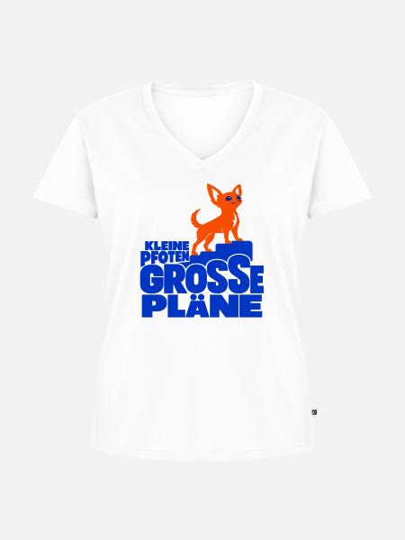 Kleine Pfoten, große Pläne – Chihuahua - Frauen Premium Bio T-Shirt mit V-Ausschnitt - Weiß