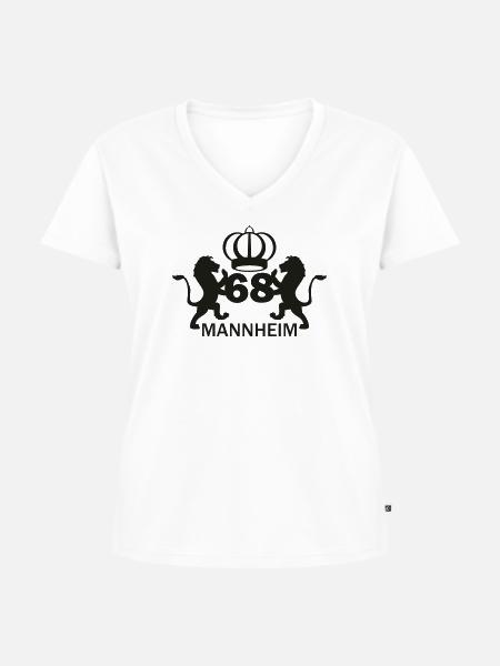 Mannheim 68 - Frauen Premium Bio T-Shirt mit V-Ausschnitt - Weiß