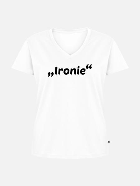 Ironie - Frauen Premium Bio T-Shirt mit V-Ausschnitt - Weiß