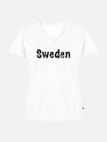 Sweden - Frauen Premium Bio T-Shirt mit V-Ausschnitt - Weiß