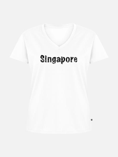 Singapore - Frauen Premium Bio T-Shirt mit V-Ausschnitt - Weiß
