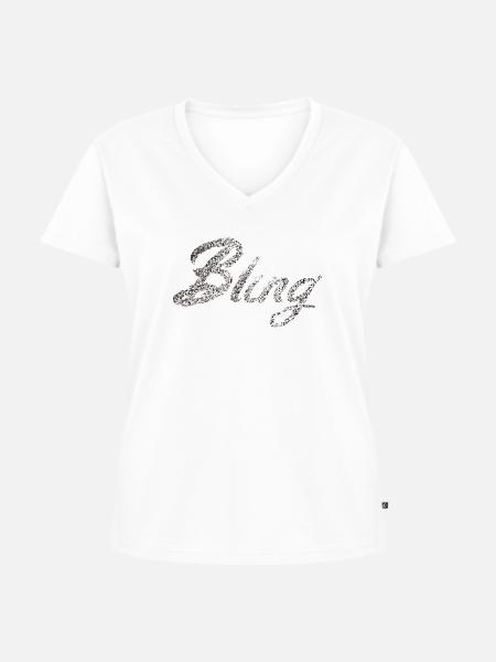 Bling Glitzer Party - Frauen Premium Bio T-Shirt mit V-Ausschnitt - Weiß