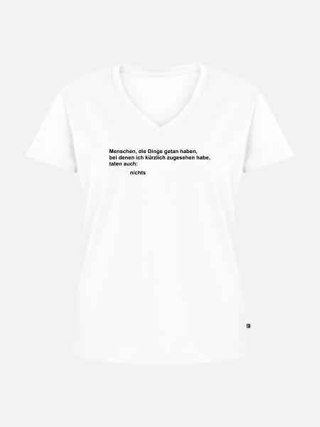 auch getan - Frauen Premium Bio T-Shirt mit V-Ausschnitt - Weiß