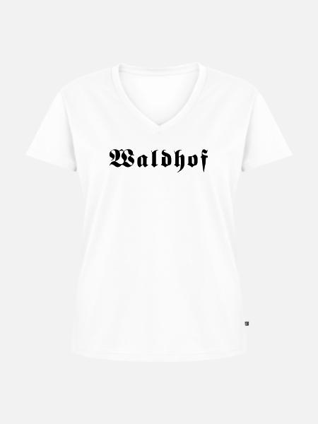 Waldhof - Frauen Premium Bio T-Shirt mit V-Ausschnitt - Weiß