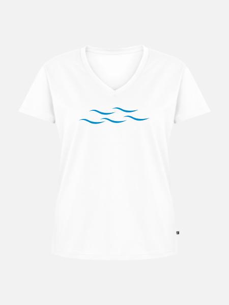 Wellen - Frauen Premium Bio T-Shirt mit V-Ausschnitt - Weiß