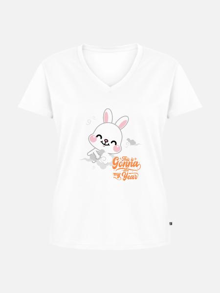 DAS WIRD MEIN JAHR SEIN - Frauen Premium Bio T-Shirt mit V-Ausschnitt - Weiß