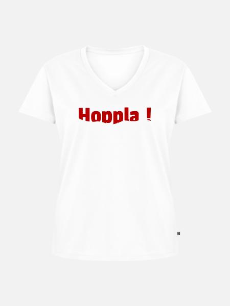 Hoppla Wasser - Frauen Premium Bio T-Shirt mit V-Ausschnitt - Weiß