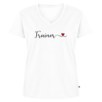 Entraîneur - T-shirt encolure en V Premium bio Femme - blanc - Devant - AI Model Female 172 dark (172cm)