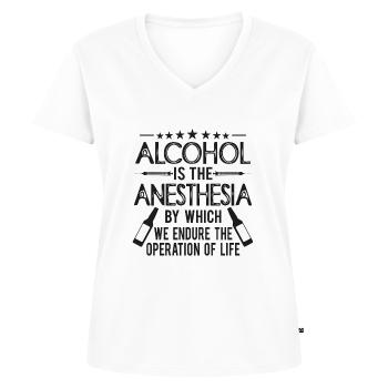 Alkohol Anästhesie - Frauen Premium Bio T-Shirt mit V-Ausschnitt - Weiß - Vorne - AI Model Female 172 dark (172cm)