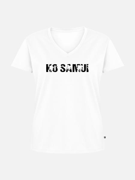 Ko Samui Thailand Palmen - Frauen Premium Bio T-Shirt mit V-Ausschnitt - Weiß
