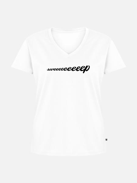 sweeeeeeeeep - Frauen Premium Bio T-Shirt mit V-Ausschnitt - Weiß
