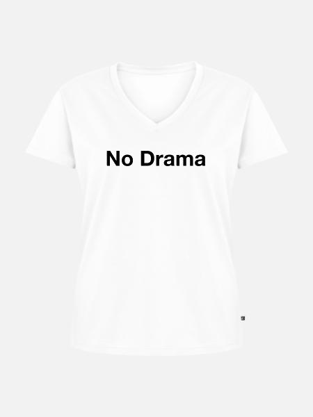 No Drama - Frauen Premium Bio T-Shirt mit V-Ausschnitt - Weiß