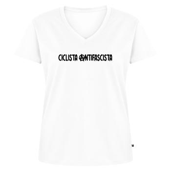 Ciclista Antifascista - Frauen Premium Bio T-Shirt mit V-Ausschnitt - Weiß - Vorne - AI Model Female 172 dark (172cm)