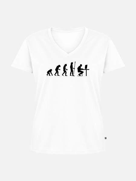 evolution_pc_3 - Frauen Premium Bio T-Shirt mit V-Ausschnitt - Weiß