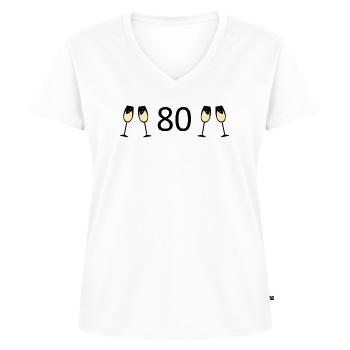 80.Geburtstag 80 Jahre Jubiläum 80 Zahl 80 schwarz - Frauen Premium Bio T-Shirt mit V-Ausschnitt - Weiß - Vorne - AI Model Female 172 dark (172cm)