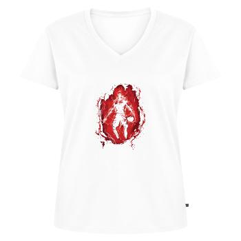 Basketball Basketballer - Frauen Premium Bio T-Shirt mit V-Ausschnitt - Weiß - Vorne - AI Model Female 172 dark (172cm)