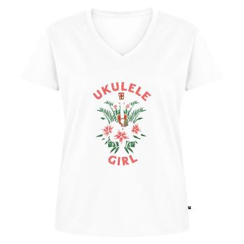 Ukulele Blume Ukulele Girl - Frauen Premium Bio T-Shirt mit V-Ausschnitt - Weiß - Vorne - AI Model Female 172 dark (172cm)