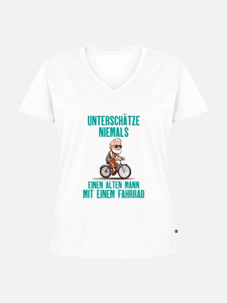 Fahrrad - Alten Mann - Frauen Premium Bio T-Shirt mit V-Ausschnitt - Weiß
