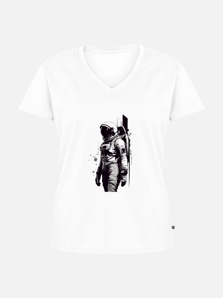 Frau im Raumanzug - Frauen Premium Bio T-Shirt mit V-Ausschnitt - Weiß