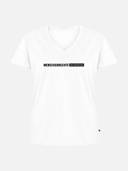 Menschenrechte Spruch Zeile - Frauen Premium Bio T-Shirt mit V-Ausschnitt - Weiß