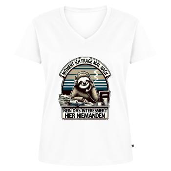 Moment Ich Frage Nach Faultier Call-Center - Frauen Premium Bio T-Shirt mit V-Ausschnitt - Weiß - Vorne - AI Model Female 172 dark (172cm)