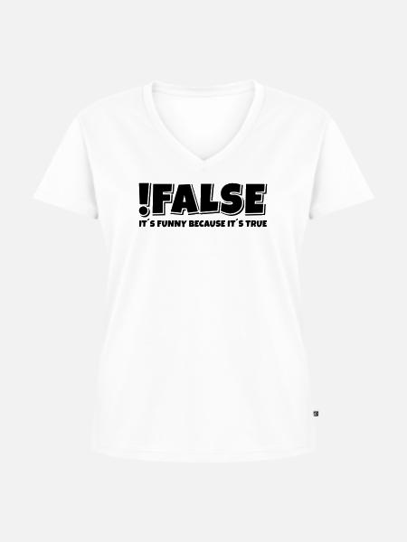 False True Programmierer Spruch - Frauen Premium Bio T-Shirt mit V-Ausschnitt - Weiß