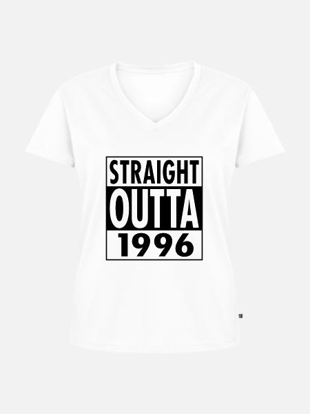 Straight Outta 1996 - Frauen Premium Bio T-Shirt mit V-Ausschnitt - Weiß