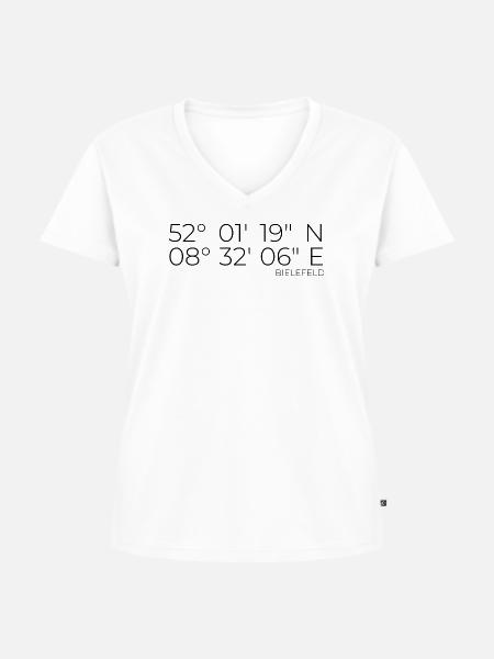 Koordinaten Bielefeld - Frauen Premium Bio T-Shirt mit V-Ausschnitt - Weiß