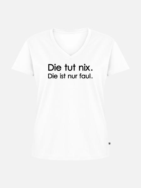 Die tut nix - Frauen Premium Bio T-Shirt mit V-Ausschnitt - Weiß