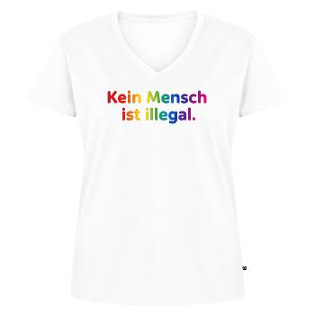 Rainbow Botschaft Kleidung - Frauen Premium Bio T-Shirt mit V-Ausschnitt - Weiß - Vorne - AI Model Female 172 dark (172cm)