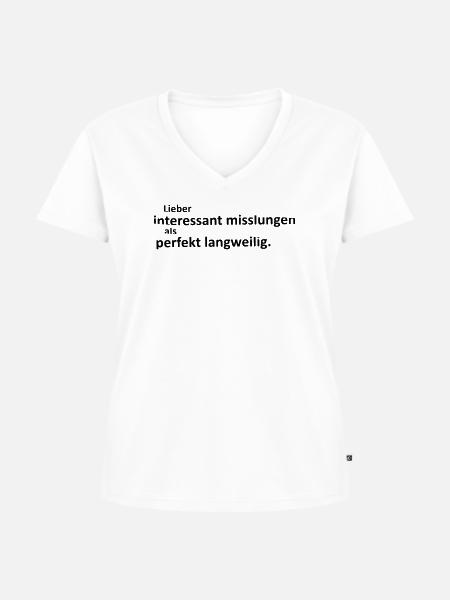 Interessant misslungen - Frauen Premium Bio T-Shirt mit V-Ausschnitt - Weiß