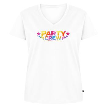 Équipe de fête - T-shirt encolure en V Premium bio Femme - blanc - Devant - AI Model Female 172 dark (172cm)