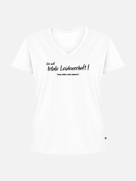 Totale Leidenschaft - Frauen Premium Bio T-Shirt mit V-Ausschnitt - Weiß