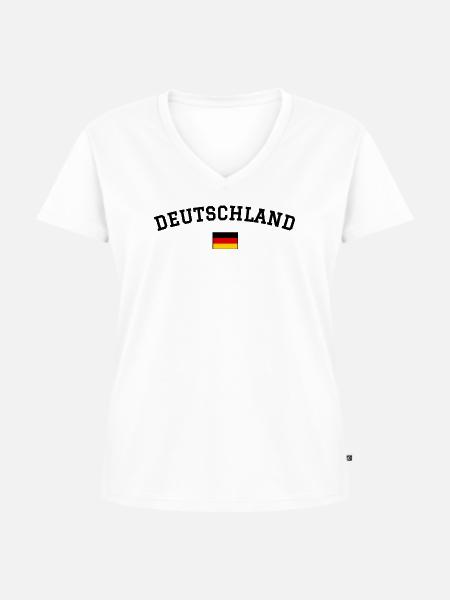 Deutschland Flaggenminimal - Frauen Premium Bio T-Shirt mit V-Ausschnitt - Weiß