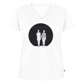together - Women's Premium Organic V-neck T-shirt - white - Front - AI Model Female 172 dark (172cm)