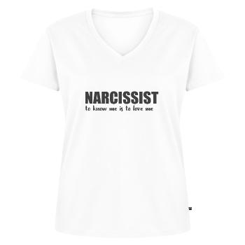 Narcissist - Women's Premium Organic V-neck T-shirt - white - Front - AI Model Female 172 dark (172cm)