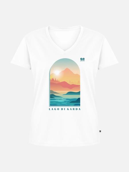 Garda View - Frauen Premium Bio T-Shirt mit V-Ausschnitt - Weiß